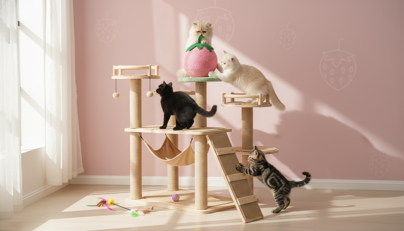 Fruit-Shaped Sisal Cat Scratcher with Climbing Frame